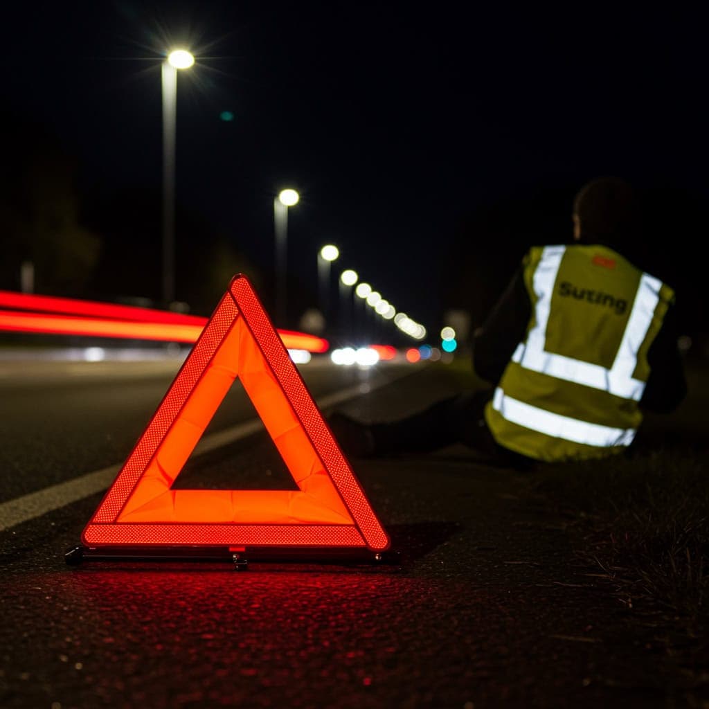 13. Reflective Triangle and High-Visibility Vest
