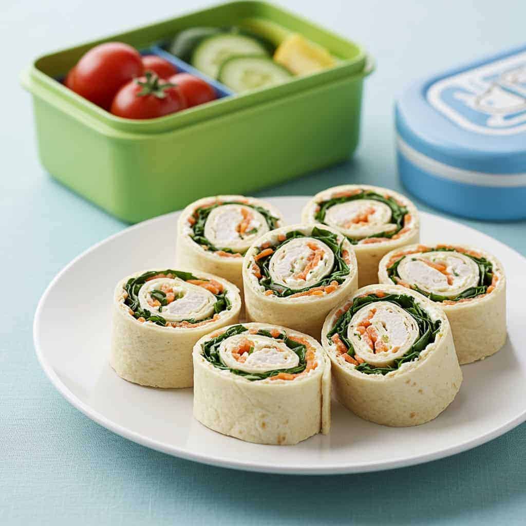 7. Chicken and Veggie Pinwheels