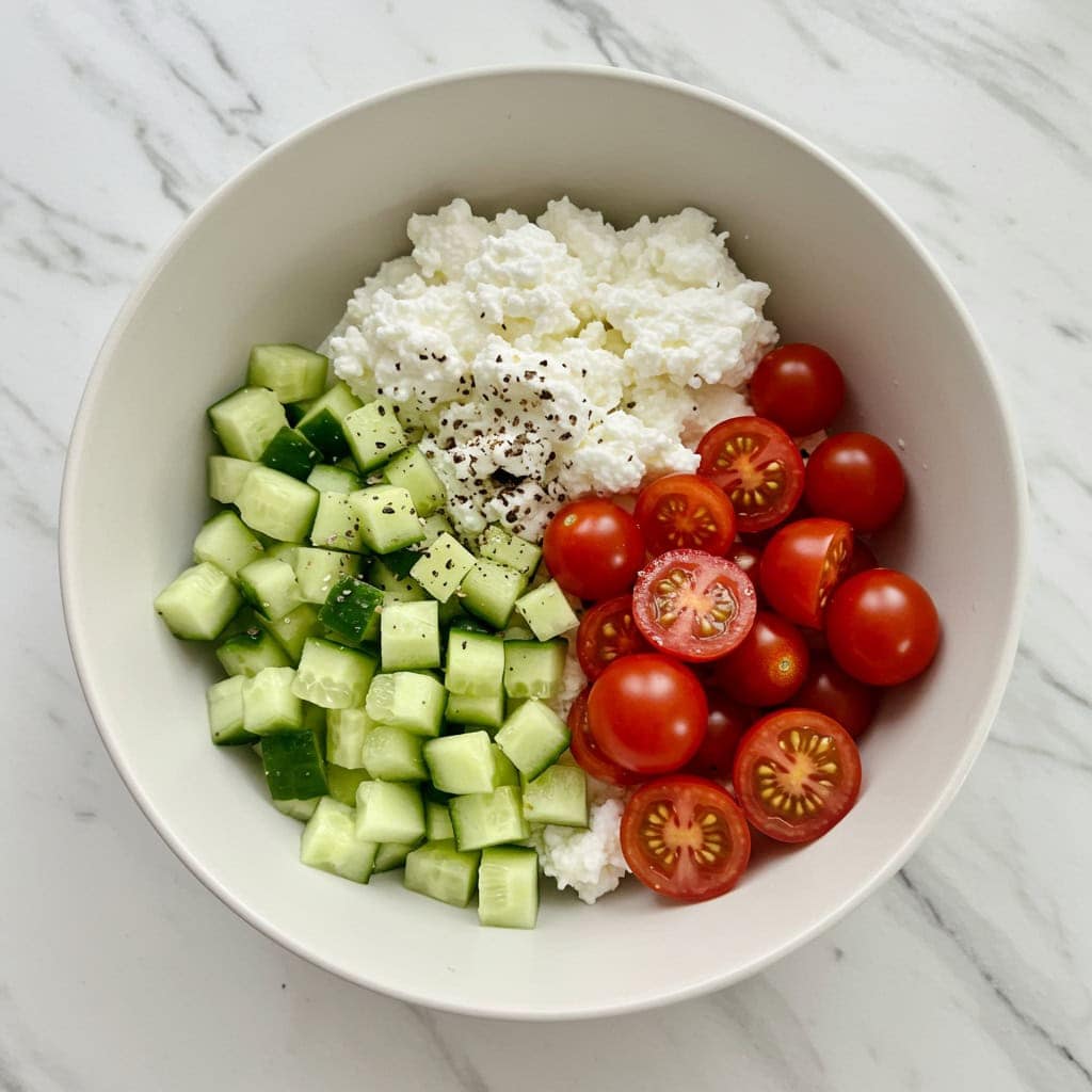 13. Savory Cottage Cheese and Veggie Bowls